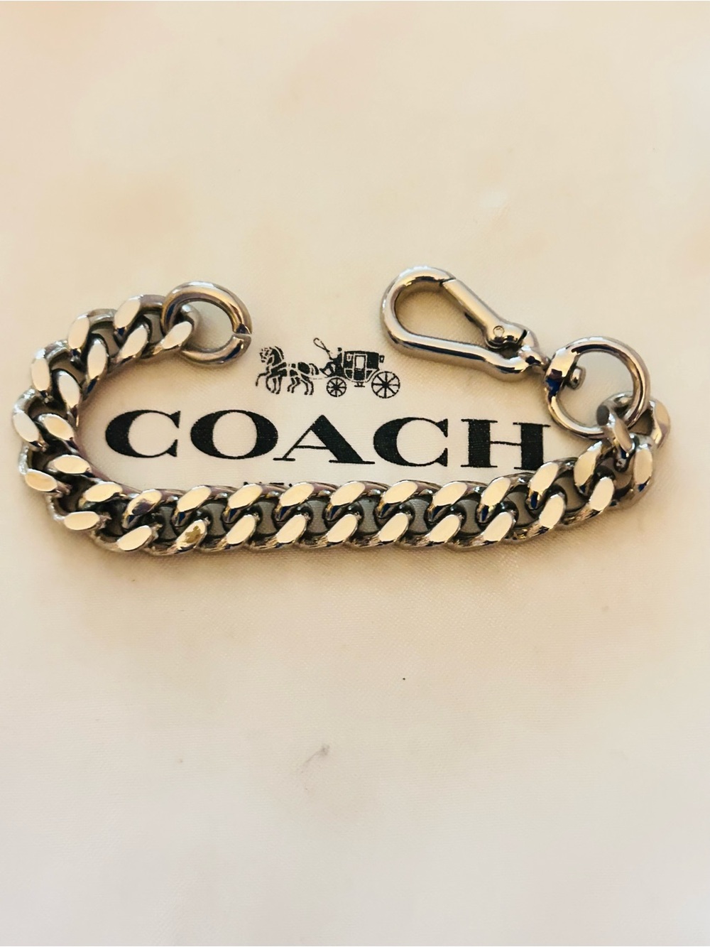 RARE Coach Signature Small Silver Tone Chain Keychain/ Bag Charm - Picture 12 of 13